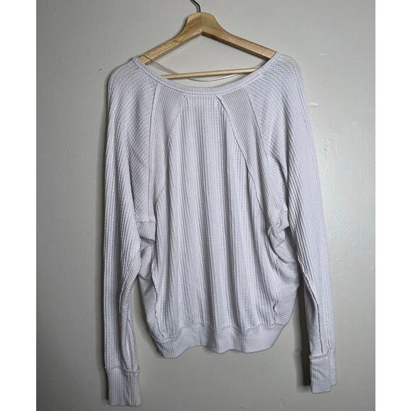 We The Free Santa Clara Thermal V-Neck Top Light Gray White Oversized Small - Picture 6 of 6